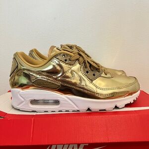 Nike Gold and White Sneakers